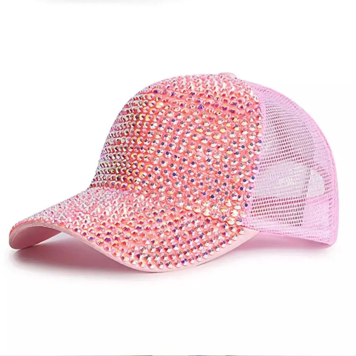 Baseball Cap Women Full Rhinestone Beads Mesh Cap Street Fashion Snapback Hats Casual Party Hip Hop Kpop Dance Cap Men Summer