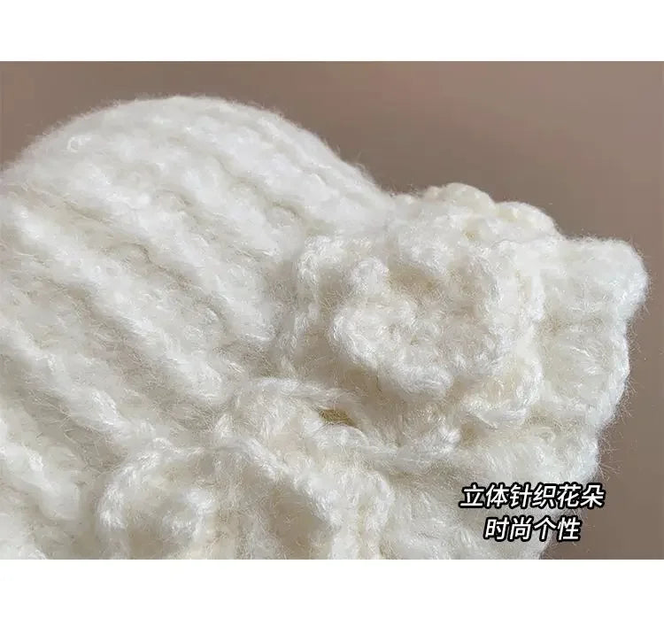 Flower Knitted Fisherman Pot Hat – Korean Cozy Chic & Giving Autumn Dream Girl Energy 🌸🎣