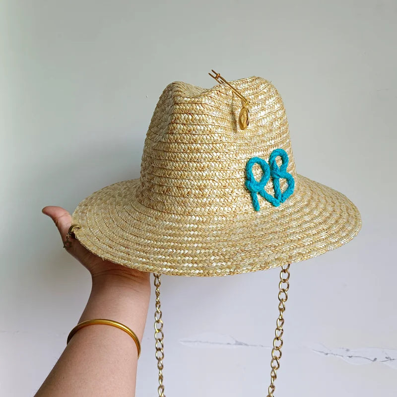 Summer straw hat black edging French elegant ladies seaside travel sun hat Hepburn style wide brim straw hat  кепка женская
