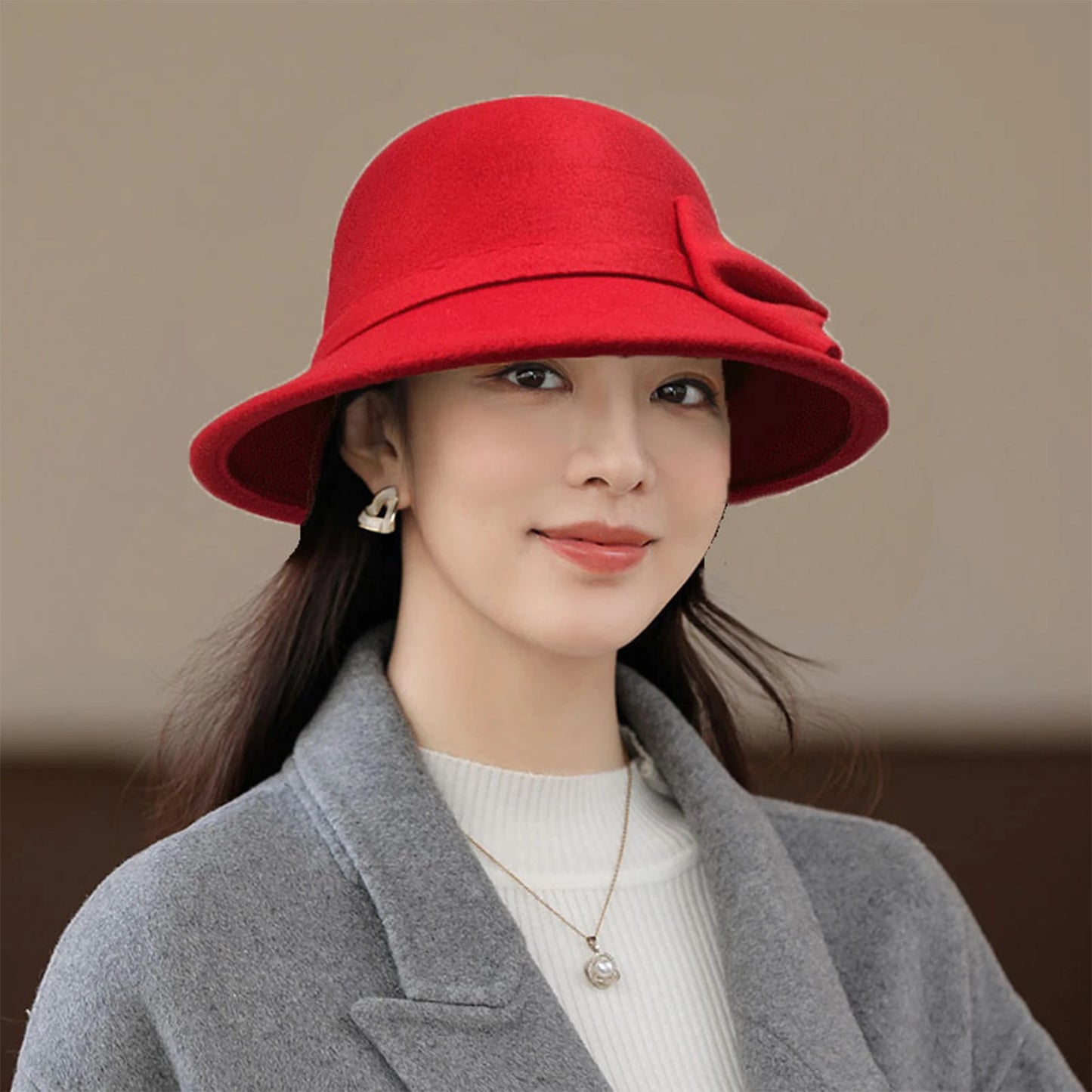 Wool Hat Trendy Bucket Hat Versatile Vintage British Hat Fashionable Women Winter Warm Headwear Retro Elegant Chic Round Top