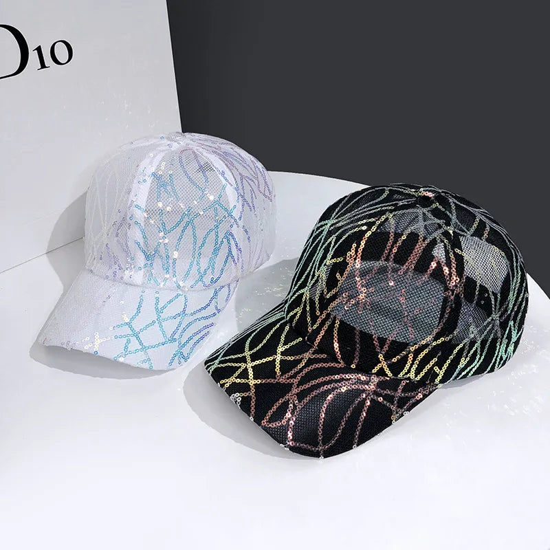 Mesh Spangle Design Hip Hop Casual Cap