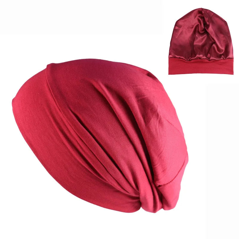 Satin-Lined Sleeping Hair Cap – Double Layer, Elastic Fit & Your Hair’s New Best Friend 🌙✨