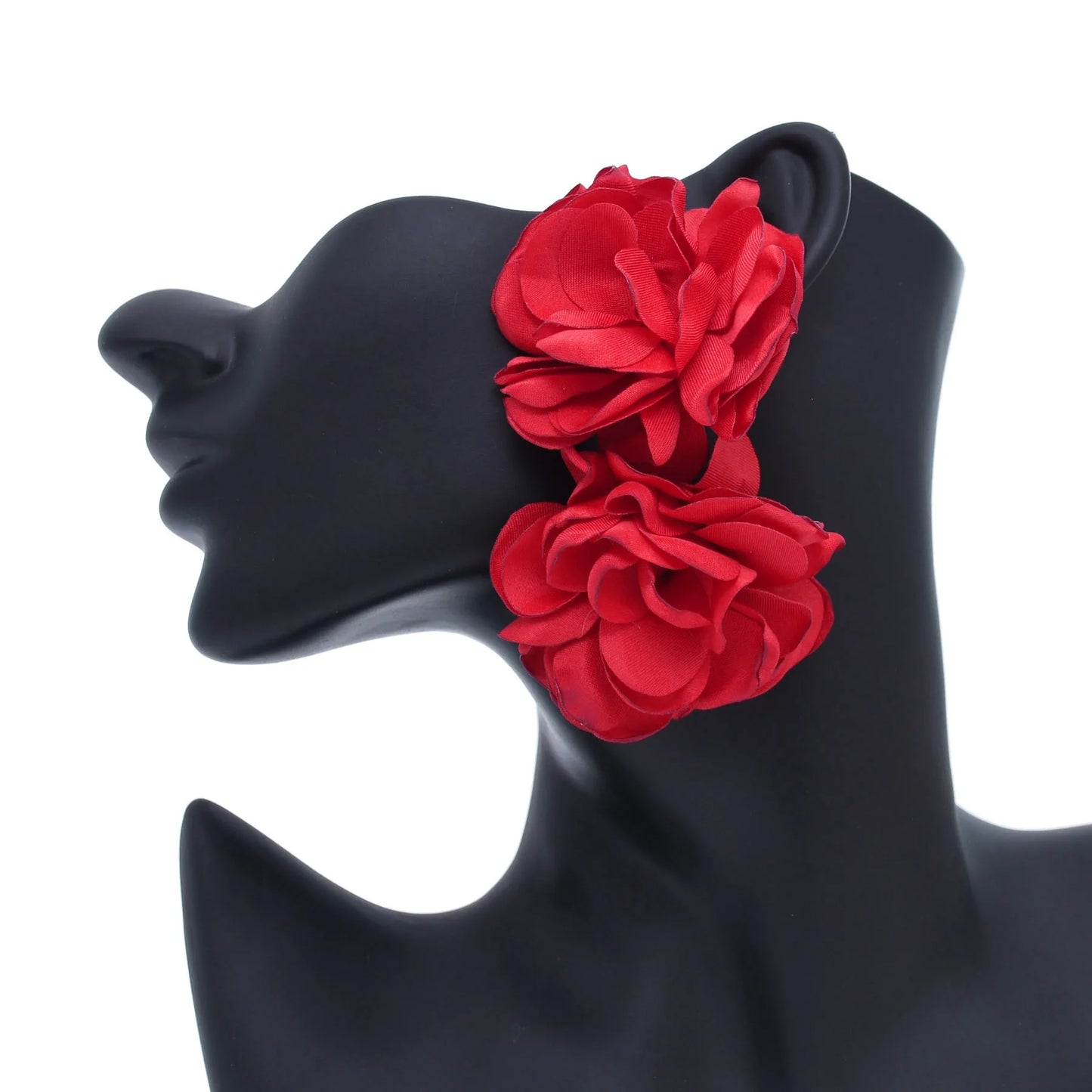 Oversized Fabric Rose Stud Earrings – Big Blooms, Bigger Energy 🌹✨