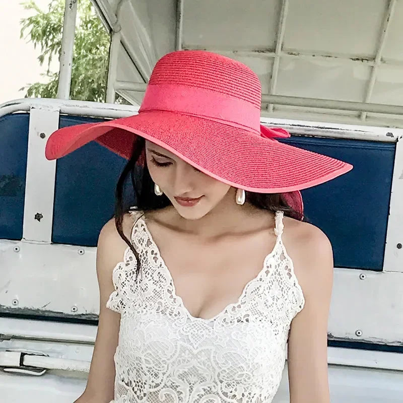 Women Hat Foldable Summer Straw Hat For Beach Travel Visors Female Face Protection UV Cut Bucket Cap Girl Sun Panama Wholesale