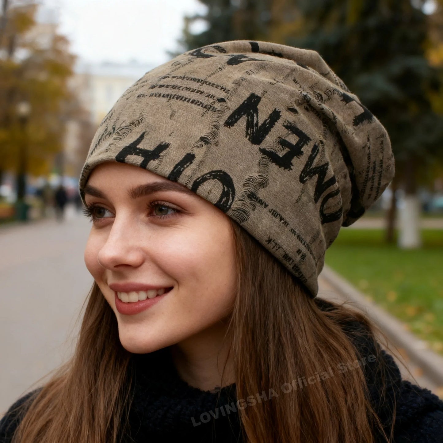 Letter Print Warm Beanie
