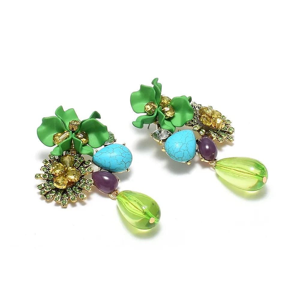 Beaded Acrylic Flower Drop Earrings — Baroque Beauty Meets Bold Energy 🌸✨