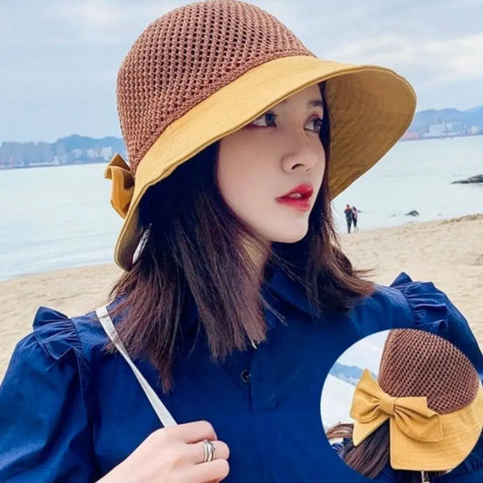 Summer Women Bucket Hat Anti-UV Sun Hats Soft Portable Wide Brim Outdoor Beach Hat Panama Cap With Storage Bag