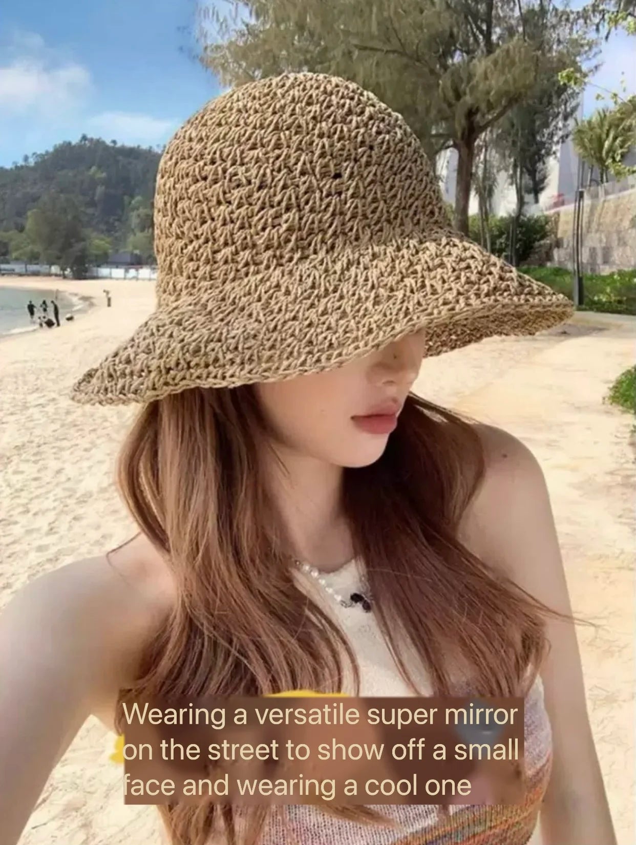 2025 New Women's Braided Straw Fisherman Hat UPF50+ Breathable Summer Beach Vacation Sun Protection Wide Brim Adjustable