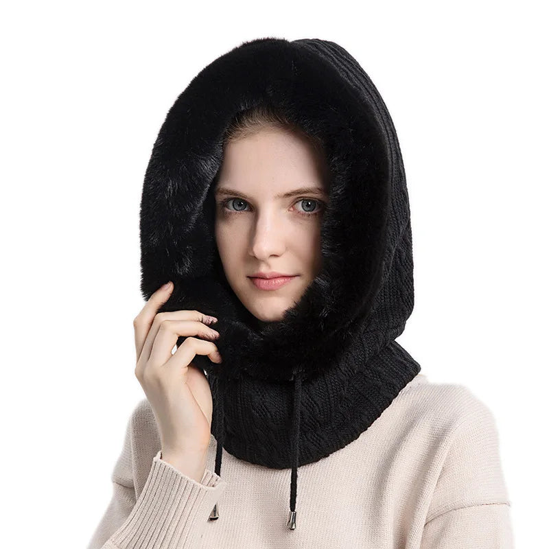 Knitted Balaclava Beanie Hat – Built-In Face Mask, Hood & Neck Scarf for the Woman Who Does It All ❄️🧶