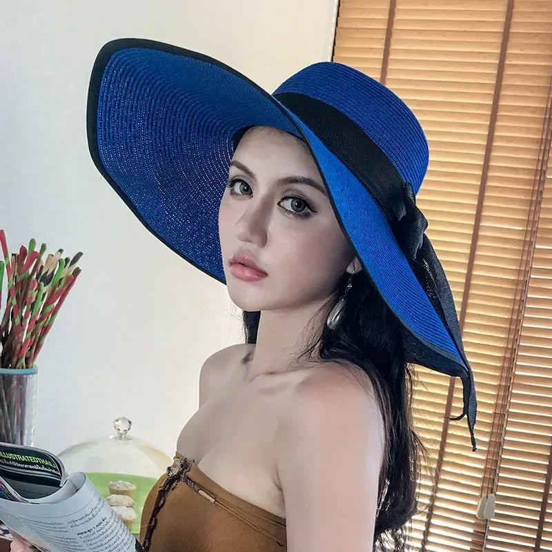 Women Hat Foldable Summer Straw Hat For Beach Travel Visors Female Face Protection UV Cut Bucket Cap Girl Sun Panama Wholesale