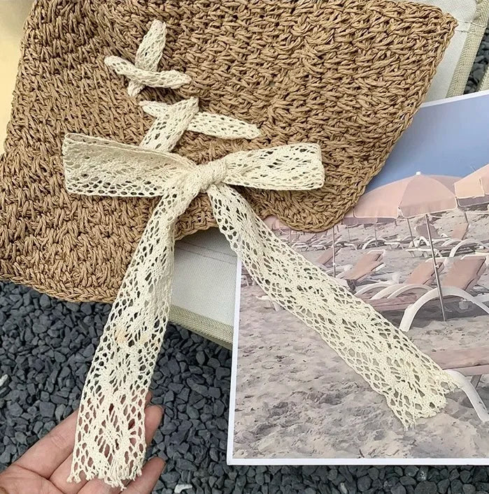2025 New Women's Braided Straw Fisherman Hat UPF50+ Breathable Summer Beach Vacation Sun Protection Wide Brim Adjustable