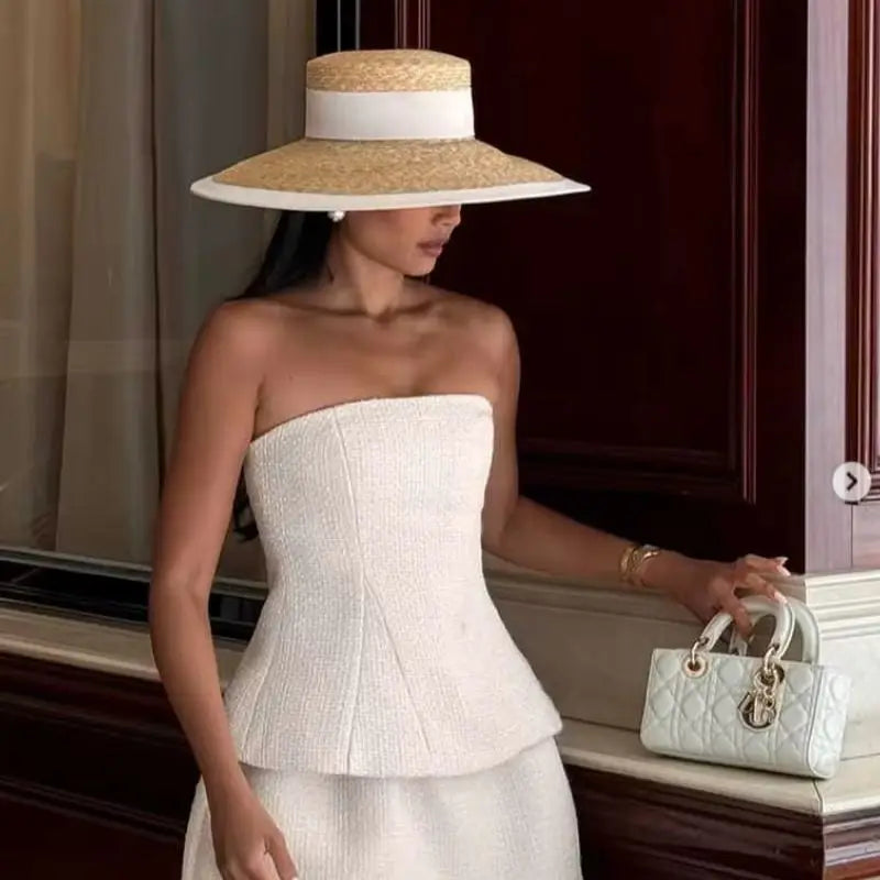 Summer straw hat black edging French elegant ladies seaside travel sun hat Hepburn style wide brim straw hat  кепка женская