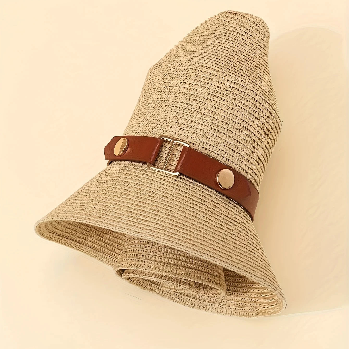 Summer Straw Hat with Flat Top