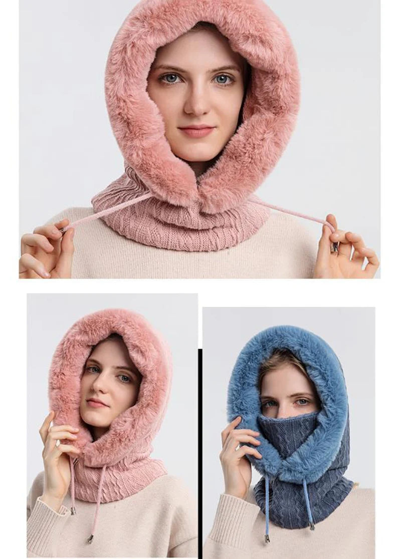 Knitted Balaclava Beanie Hat – Built-In Face Mask, Hood & Neck Scarf for the Woman Who Does It All ❄️🧶