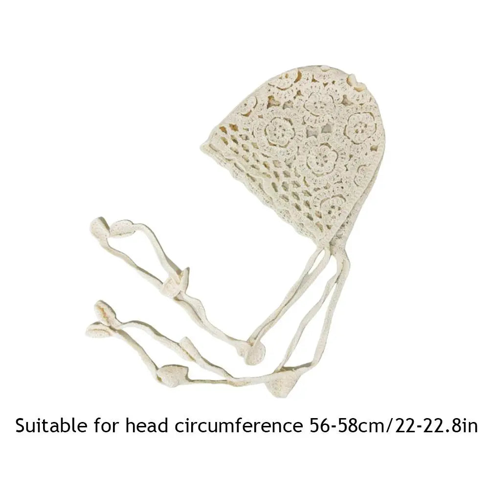 New Handmade Hollow Crochet Hats For Women Fashion Flowers Crochet Beret Cap Summer Breathable Pullover Skullies Decorative Hat