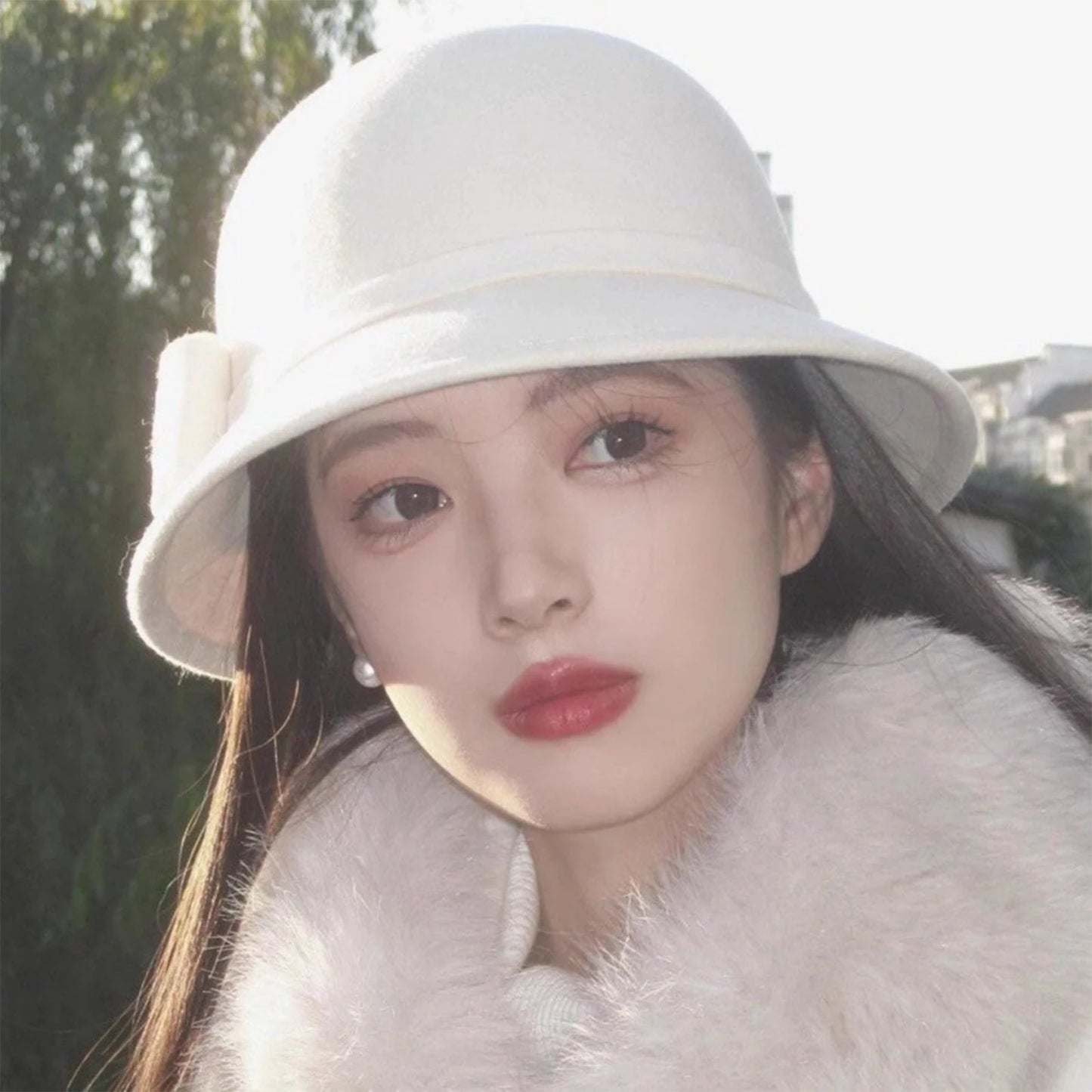 Wool Hat Trendy Bucket Hat Versatile Vintage British Hat Fashionable Women Winter Warm Headwear Retro Elegant Chic Round Top