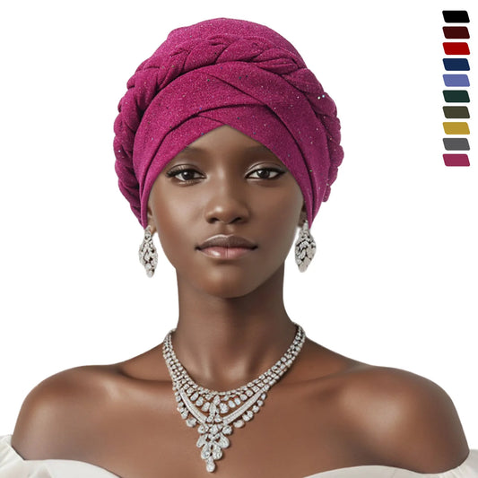 Latest African Auto Geles Headtie Already Made Headties Shinning Turban Cap for Women Ready Nigerian Hijab Braid Head Wraps
