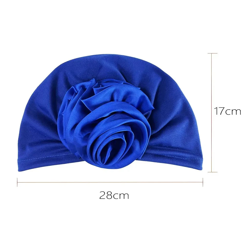 New Fashion Satin Flowers Turban Hijab Hats African Head Wraps Elastic Muslim Hats Breathable Chemo Cap For Women Girls