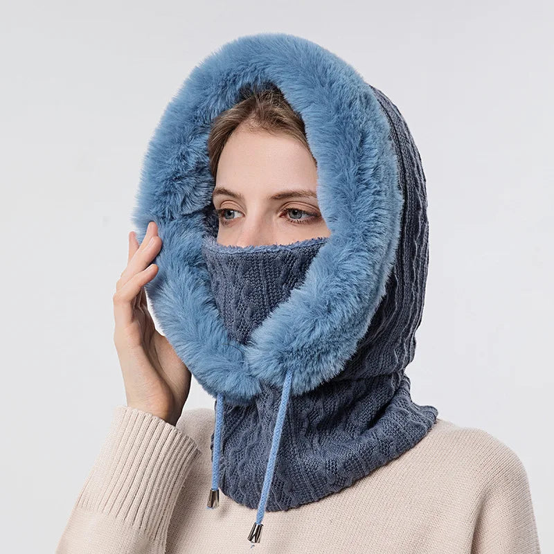 Knitted Balaclava Beanie Hat – Built-In Face Mask, Hood & Neck Scarf for the Woman Who Does It All ❄️🧶