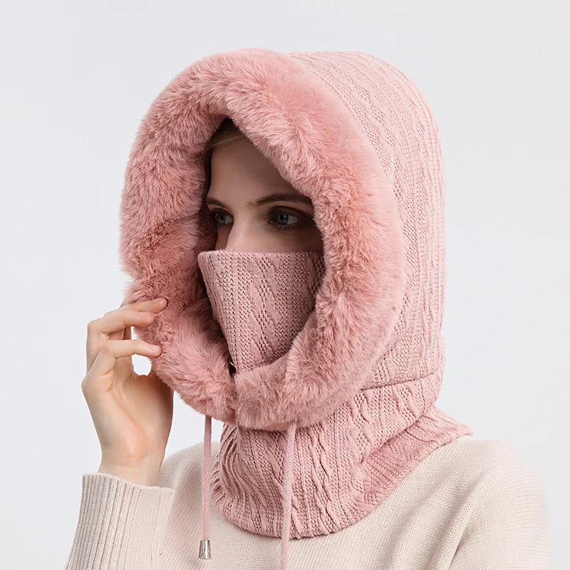 Knitted Balaclava Beanie Hat – Built-In Face Mask, Hood & Neck Scarf for the Woman Who Does It All ❄️🧶