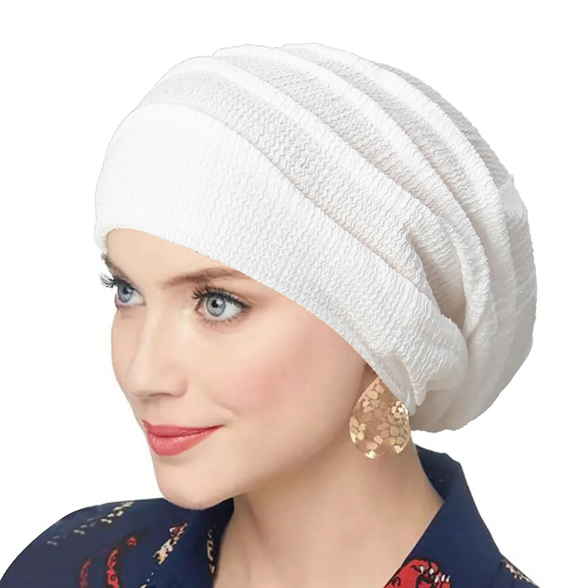 Summer Breathable Ruffled Women's Turban Hat Slouchy Baggy Hat Elastic Cloth Head Cap Female Head Wraps Muslim Headscarf Hats