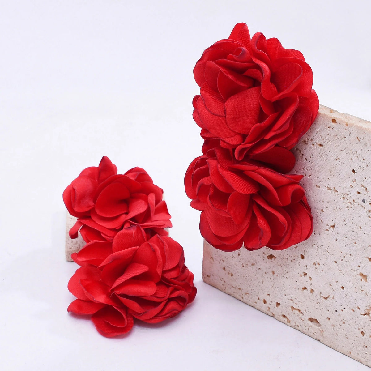 Oversized Fabric Rose Stud Earrings – Big Blooms, Bigger Energy 🌹✨