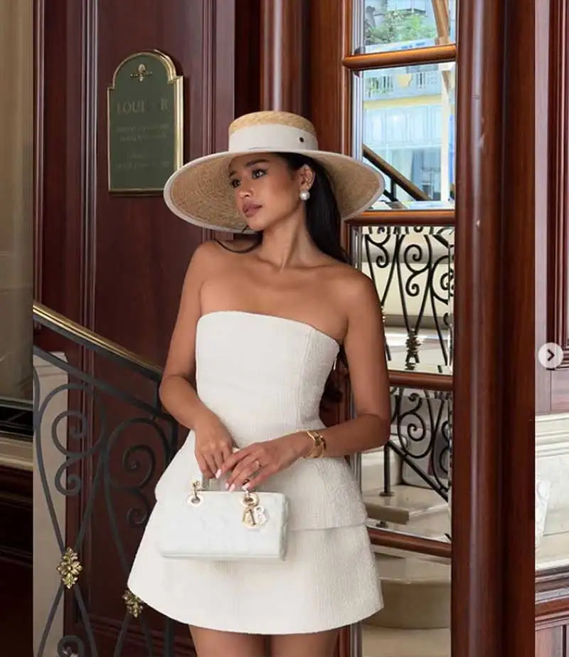 Summer straw hat black edging French elegant ladies seaside travel sun hat Hepburn style wide brim straw hat  кепка женская