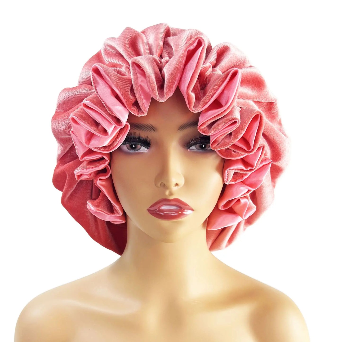 Winter Velvet Bonnet's Double Layer Thickening Velvet+Satin Sleep Cap Warm Nightcap Big Bonnet Sleeping Cap