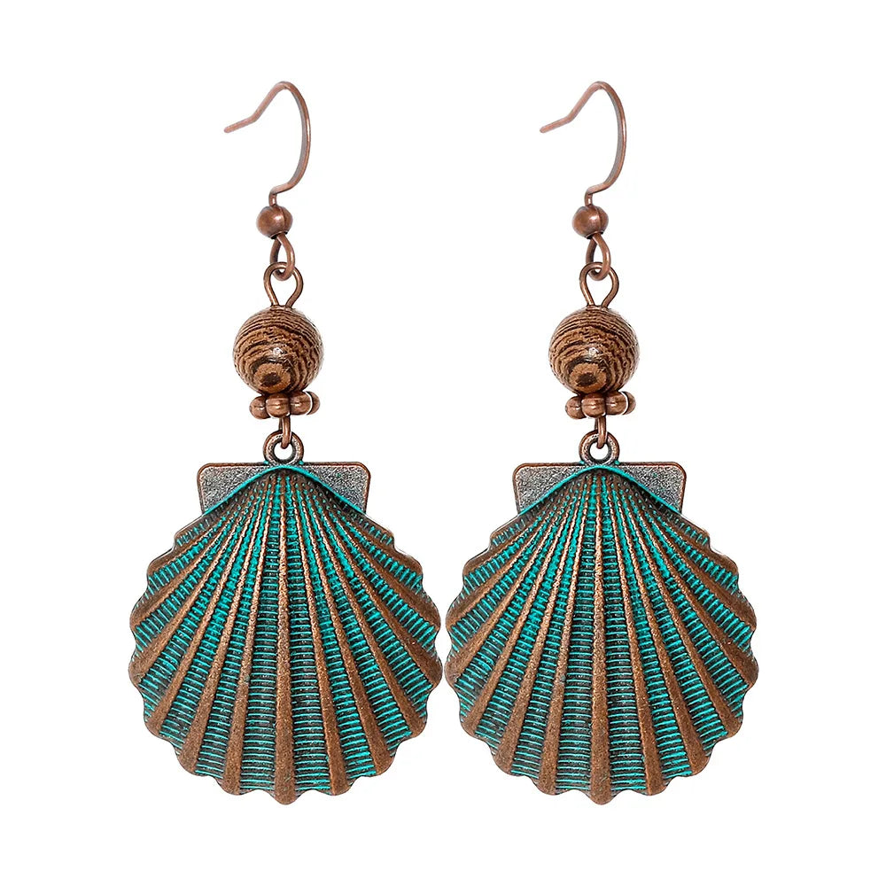 Boho Vintage Geometric Dangle Earrings – Ethnic Metal Leaf Tassel & Giving Free-Spirit Statement Energy 🌿✨