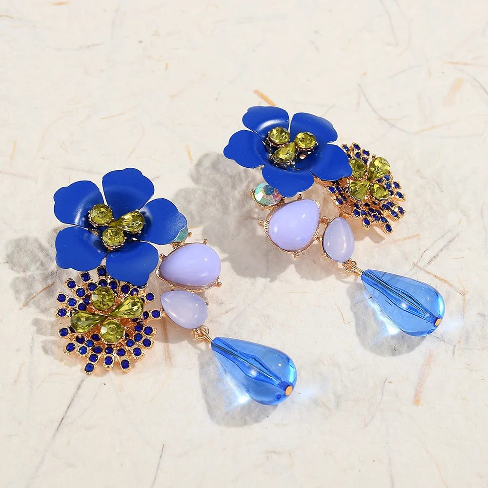 Beaded Acrylic Flower Drop Earrings — Baroque Beauty Meets Bold Energy 🌸✨