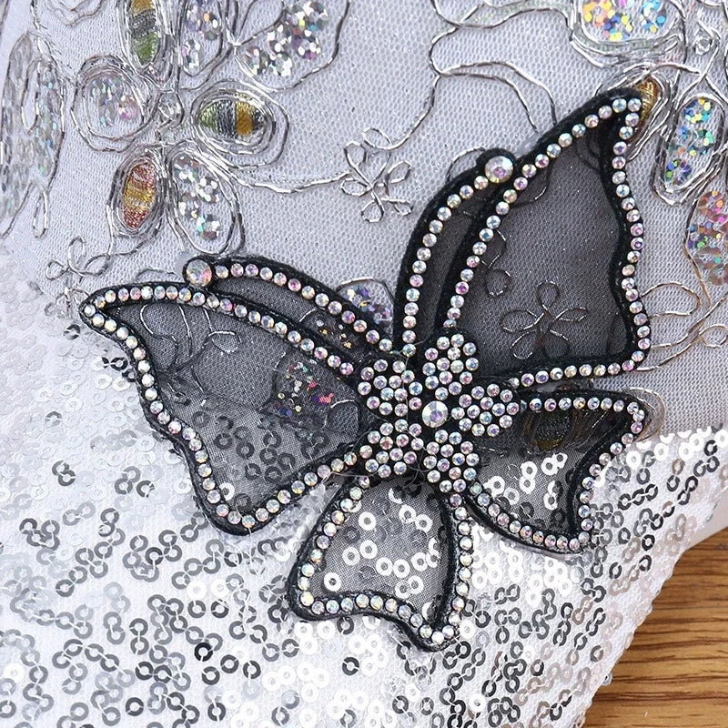 Women's Black Rhinestone Butterfly Decorated Ball Cap Adjustable Breathable Mesh Spring Summer Autumn Style Hat