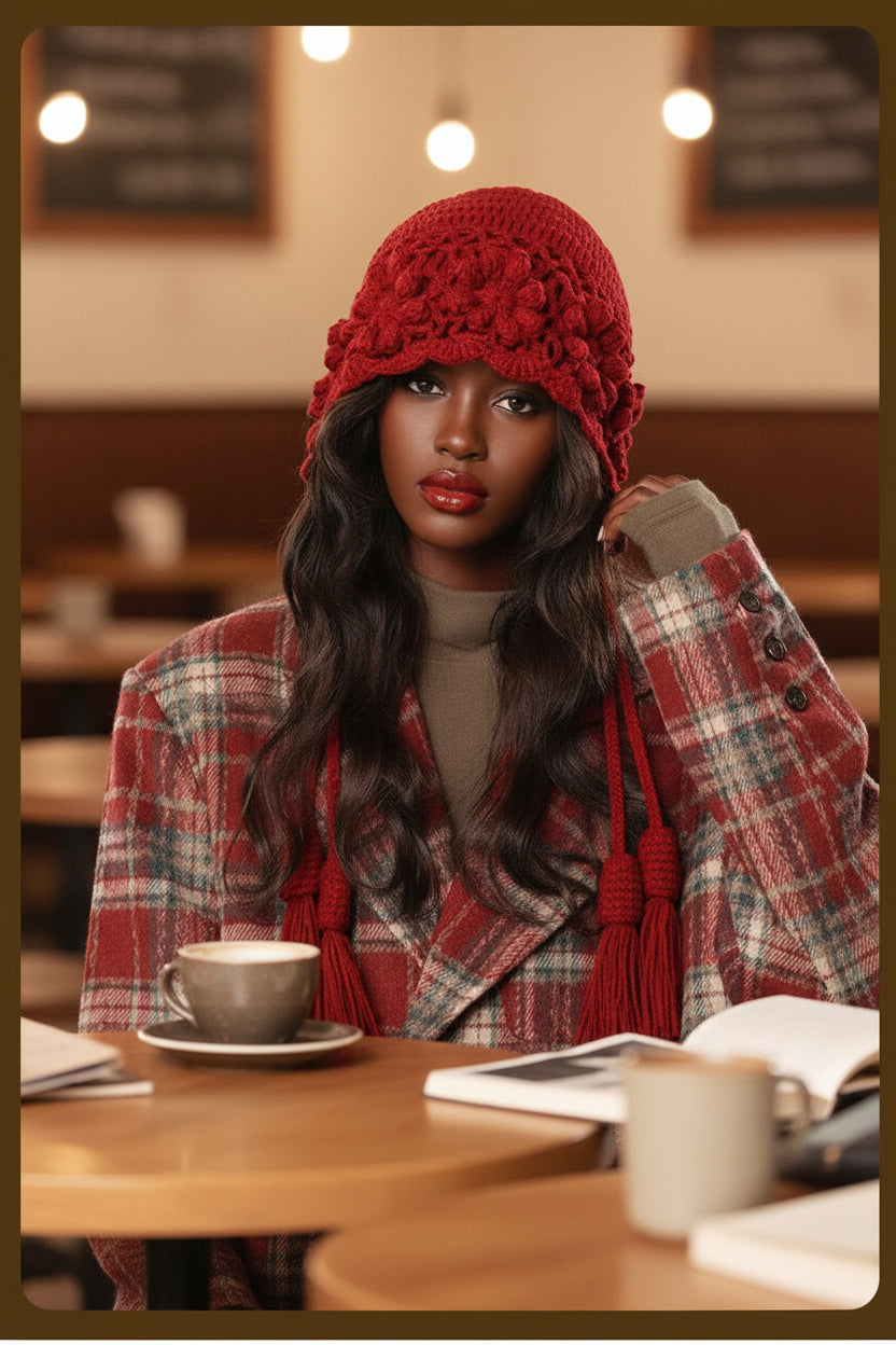 Korean Floral Knitted Hoodie Beanie – Kawaii, Cozy & Giving Sweet Winter It-Girl Energy 🌸🎩