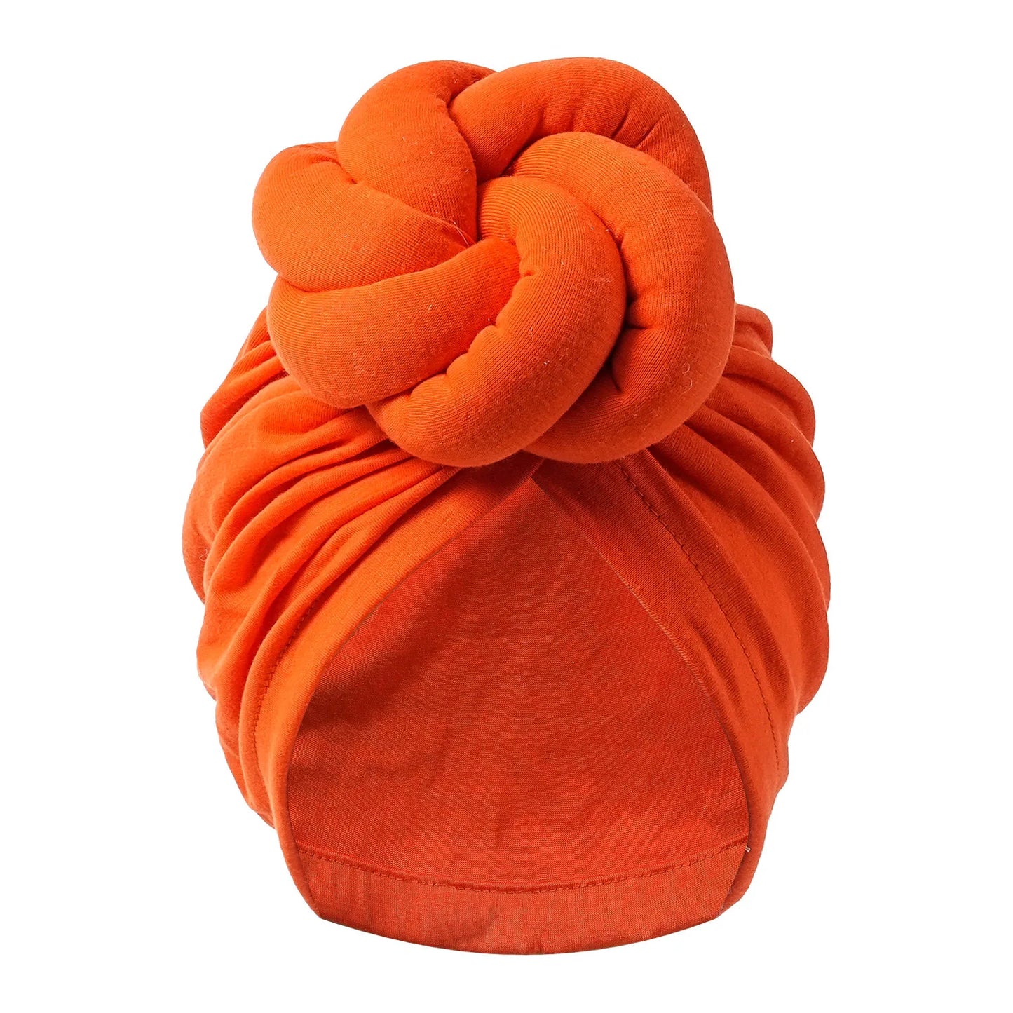 New Pre-Made Knotted Turban Hat Solid Color Head Wraps Elegant Pleated Beanies Headscarf For Women Turban
