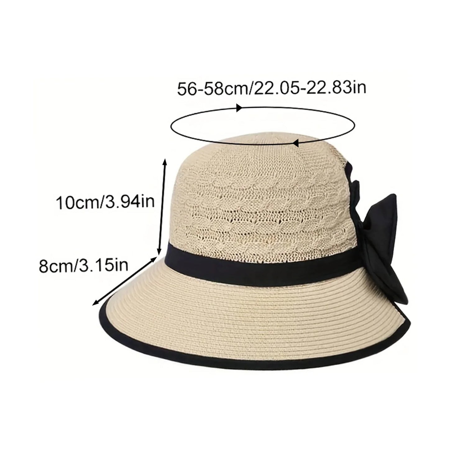 Summer Beach Straw Sun Hat Breathable French Style Bowknot Straw Hats Elegant Hat for Outdoor Travel Photography