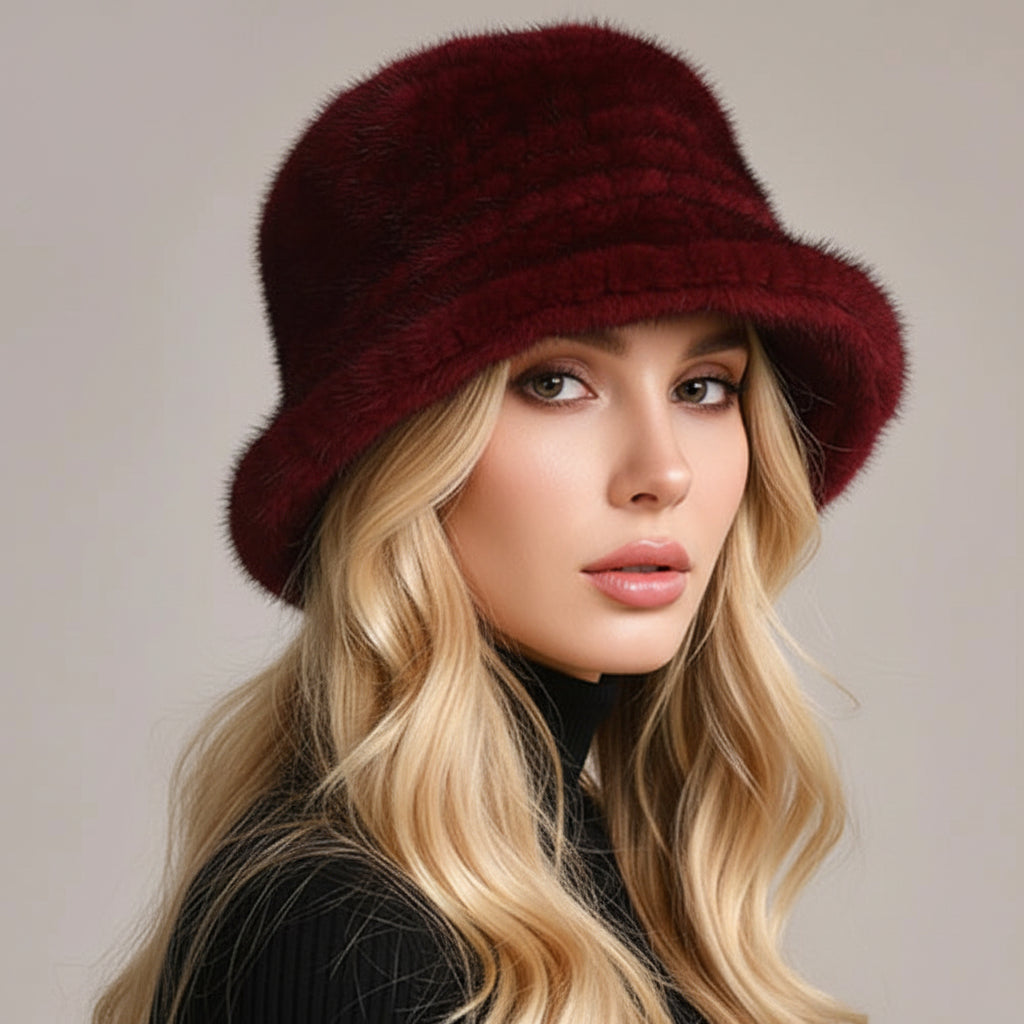 Luxury Real Mink Fur Winter Hat – Floral Knit, Soft & Giving Cozy Glam Crown Energy 🌸❄️