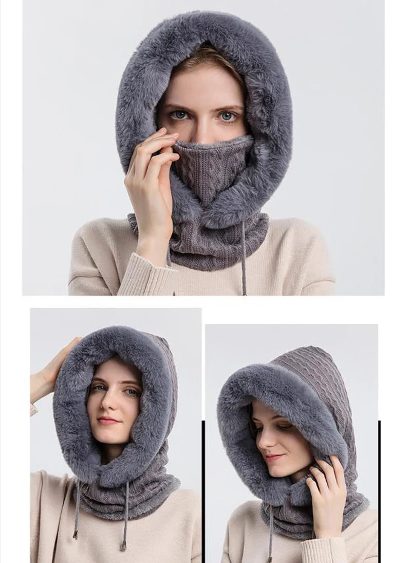 Knitted Balaclava Beanie Hat – Built-In Face Mask, Hood & Neck Scarf for the Woman Who Does It All ❄️🧶