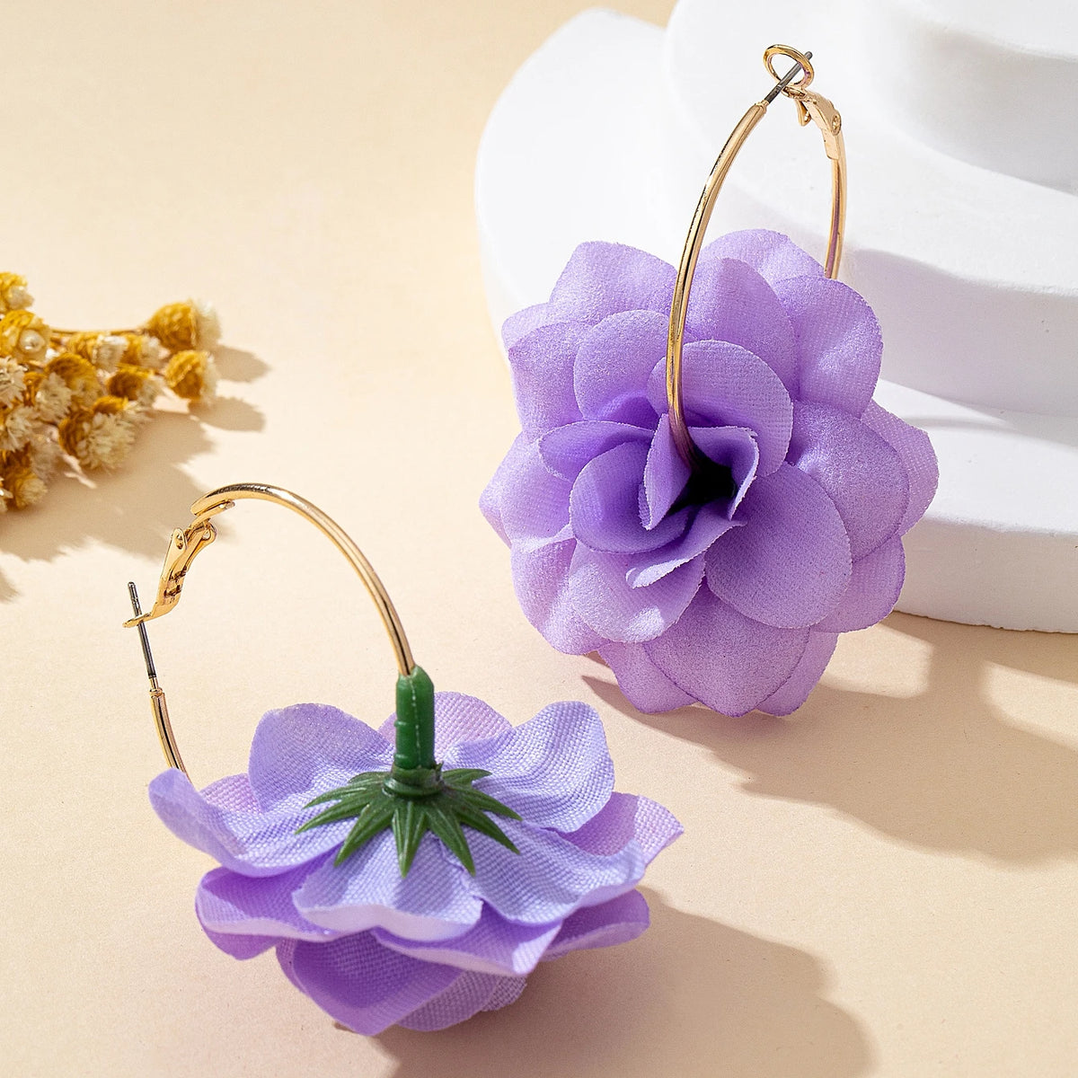 3D Fabric Flower Hoop Earrings — Cute, Romantic & Always On-Trend 🌸
