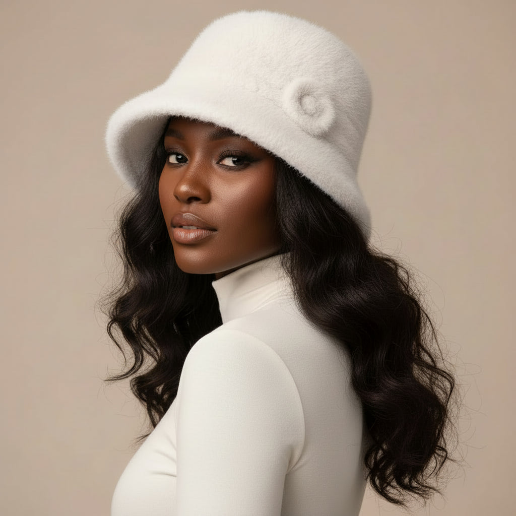 Luxury Real Mink Fur Winter Hat – Floral Knit, Soft & Giving Cozy Glam Crown Energy 🌸❄️