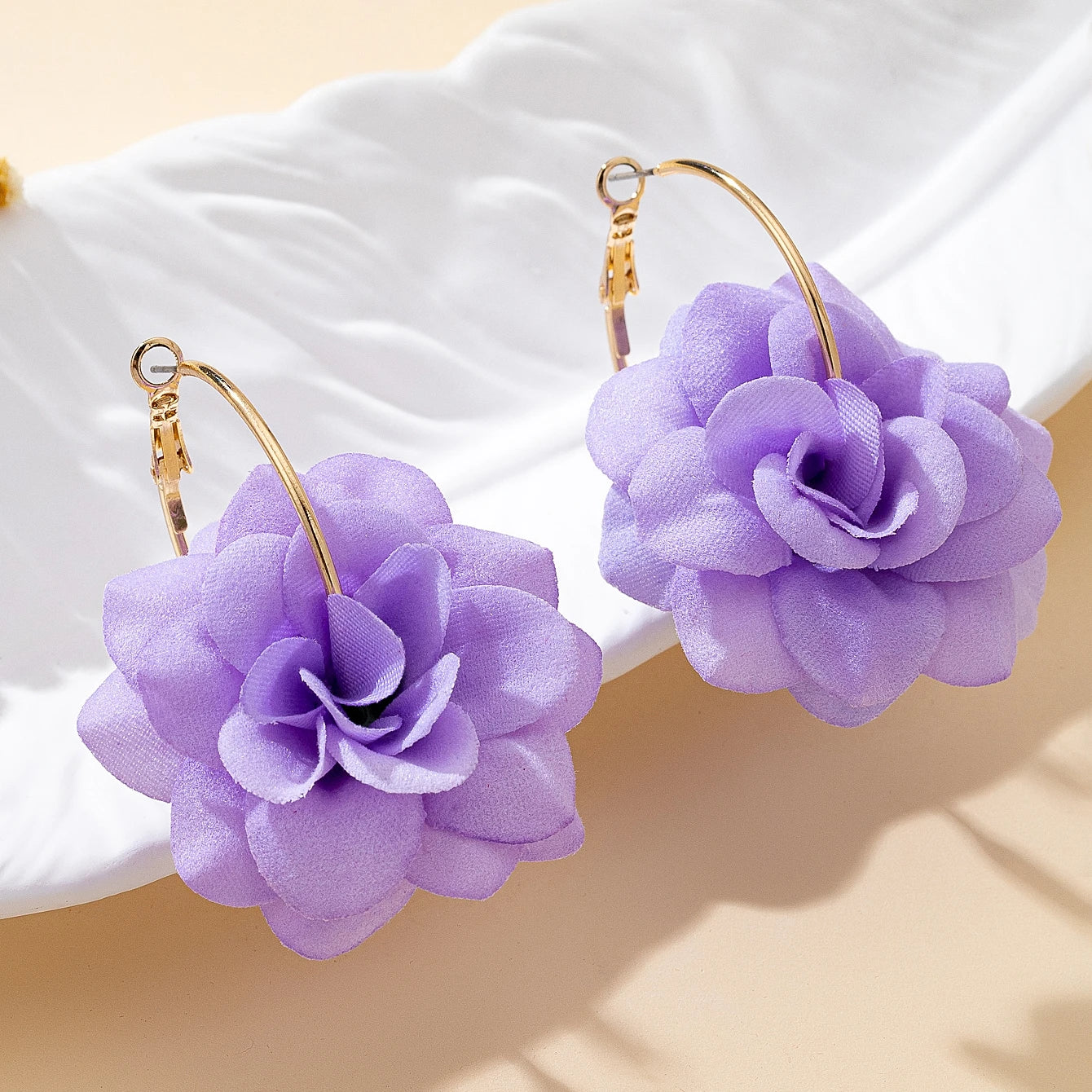 3D Fabric Flower Hoop Earrings — Cute, Romantic & Always On-Trend 🌸