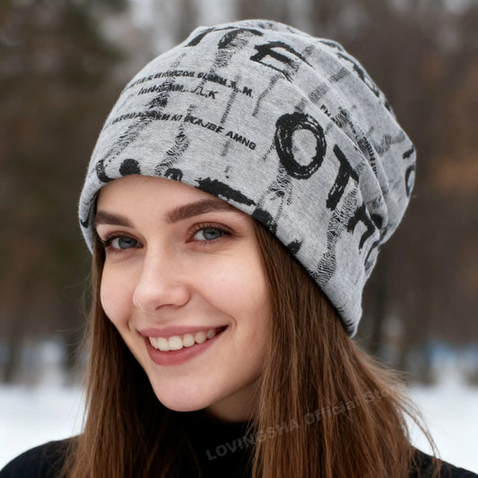 Letter Print Warm Beanie