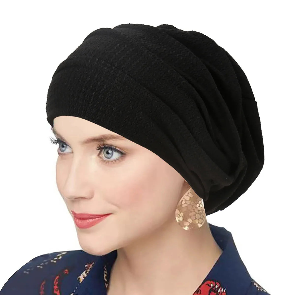 Summer Breathable Ruffled Women's Turban Hat Slouchy Baggy Hat Elastic Cloth Head Cap Female Head Wraps Muslim Headscarf Hats