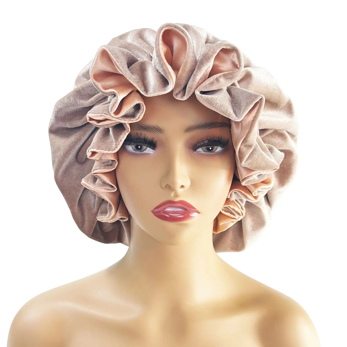Winter Velvet Bonnet's Double Layer Thickening Velvet+Satin Sleep Cap Warm Nightcap Big Bonnet Sleeping Cap