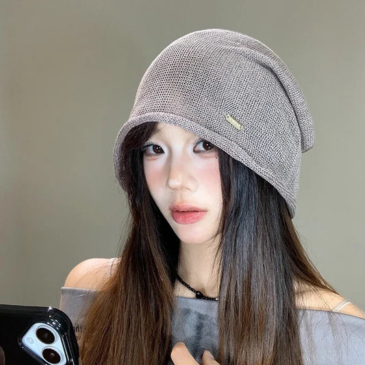 Elegant Mesh Linen Beanie