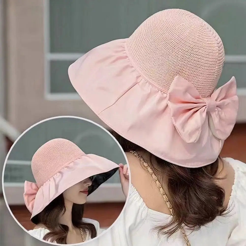 Summer Women Bucket Hat Anti-UV Sun Hats Soft Portable Wide Brim Outdoor Beach Hat Panama Cap With Storage Bag