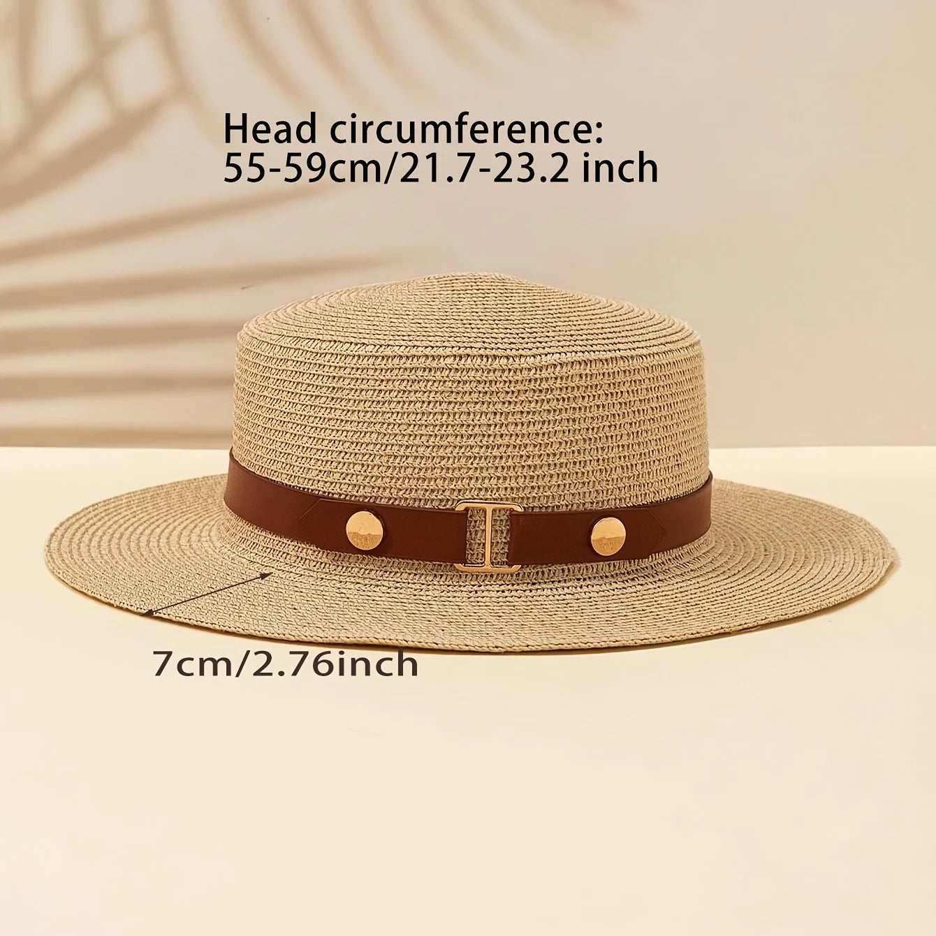 Summer Straw Hat with Flat Top