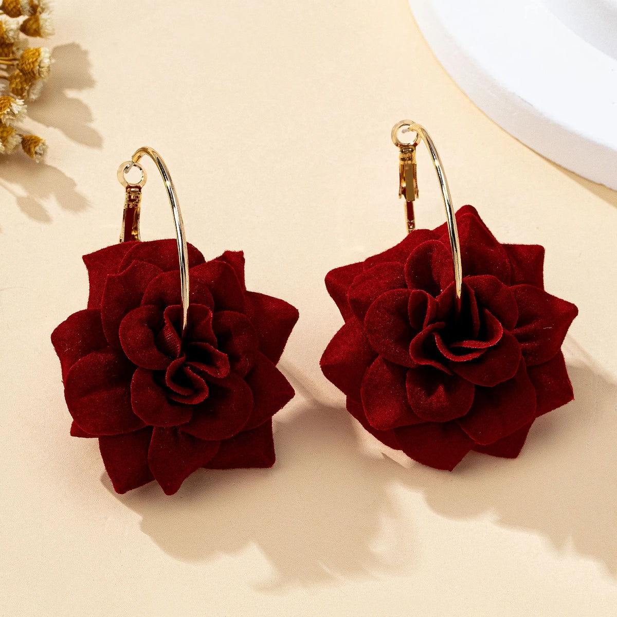 3D Fabric Flower Hoop Earrings — Cute, Romantic & Always On-Trend 🌸