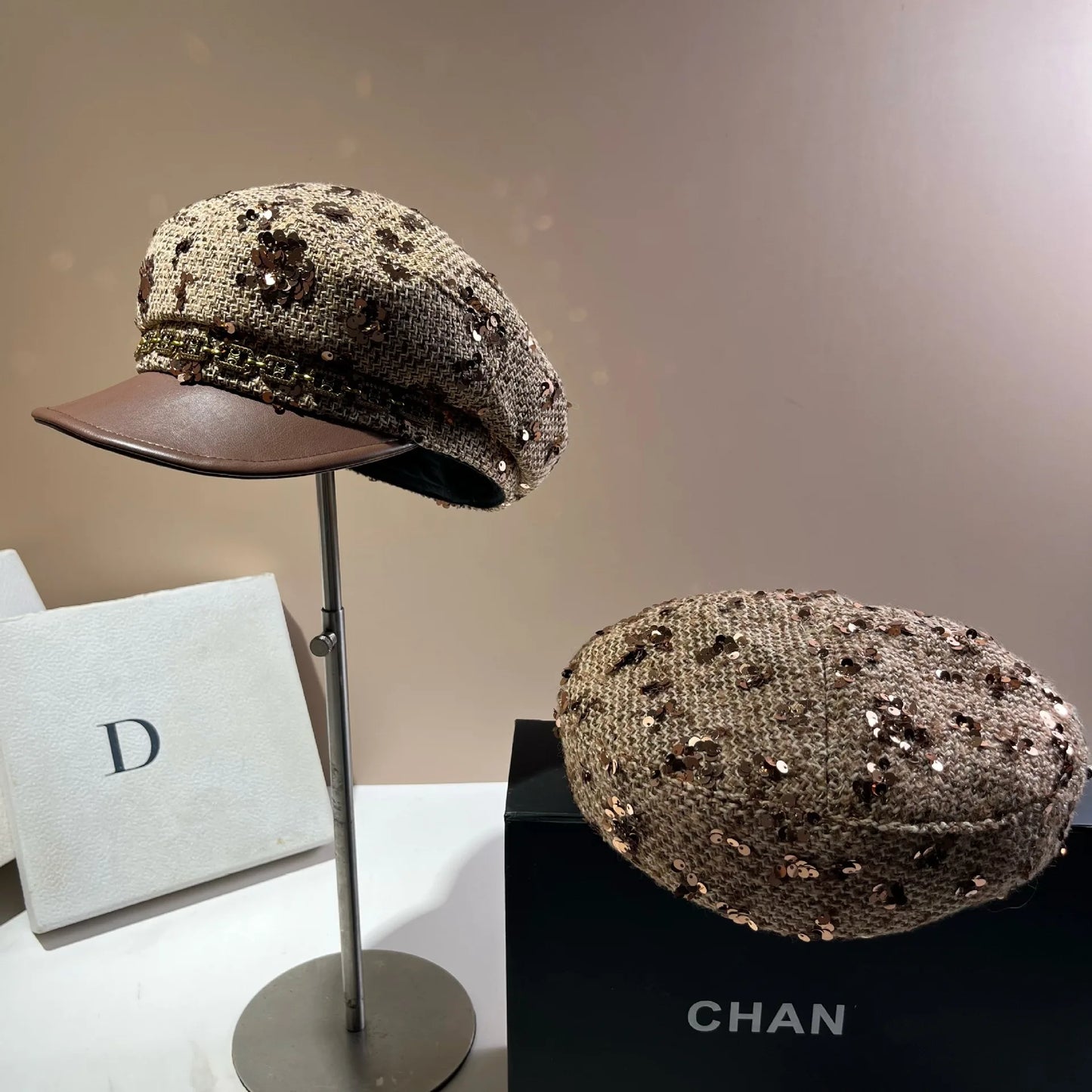 Floral Sequined Beret