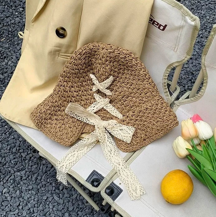 2025 New Women's Braided Straw Fisherman Hat UPF50+ Breathable Summer Beach Vacation Sun Protection Wide Brim Adjustable