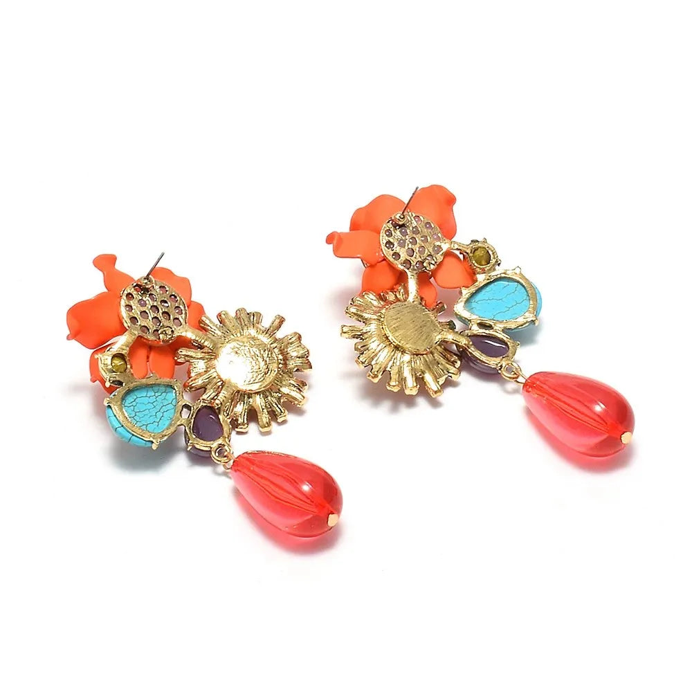 Beaded Acrylic Flower Drop Earrings — Baroque Beauty Meets Bold Energy 🌸✨