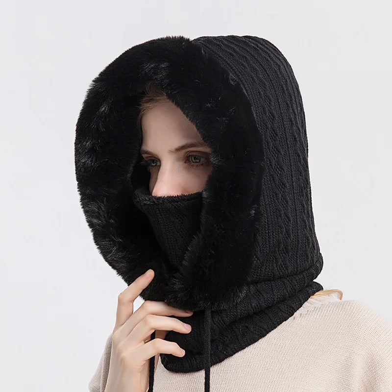 Knitted Balaclava Beanie Hat – Built-In Face Mask, Hood & Neck Scarf for the Woman Who Does It All ❄️🧶